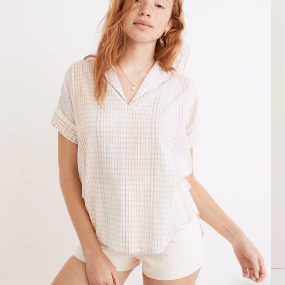 Madewell Lakeline Popover Shirt in Ombré Rainbow Plaid